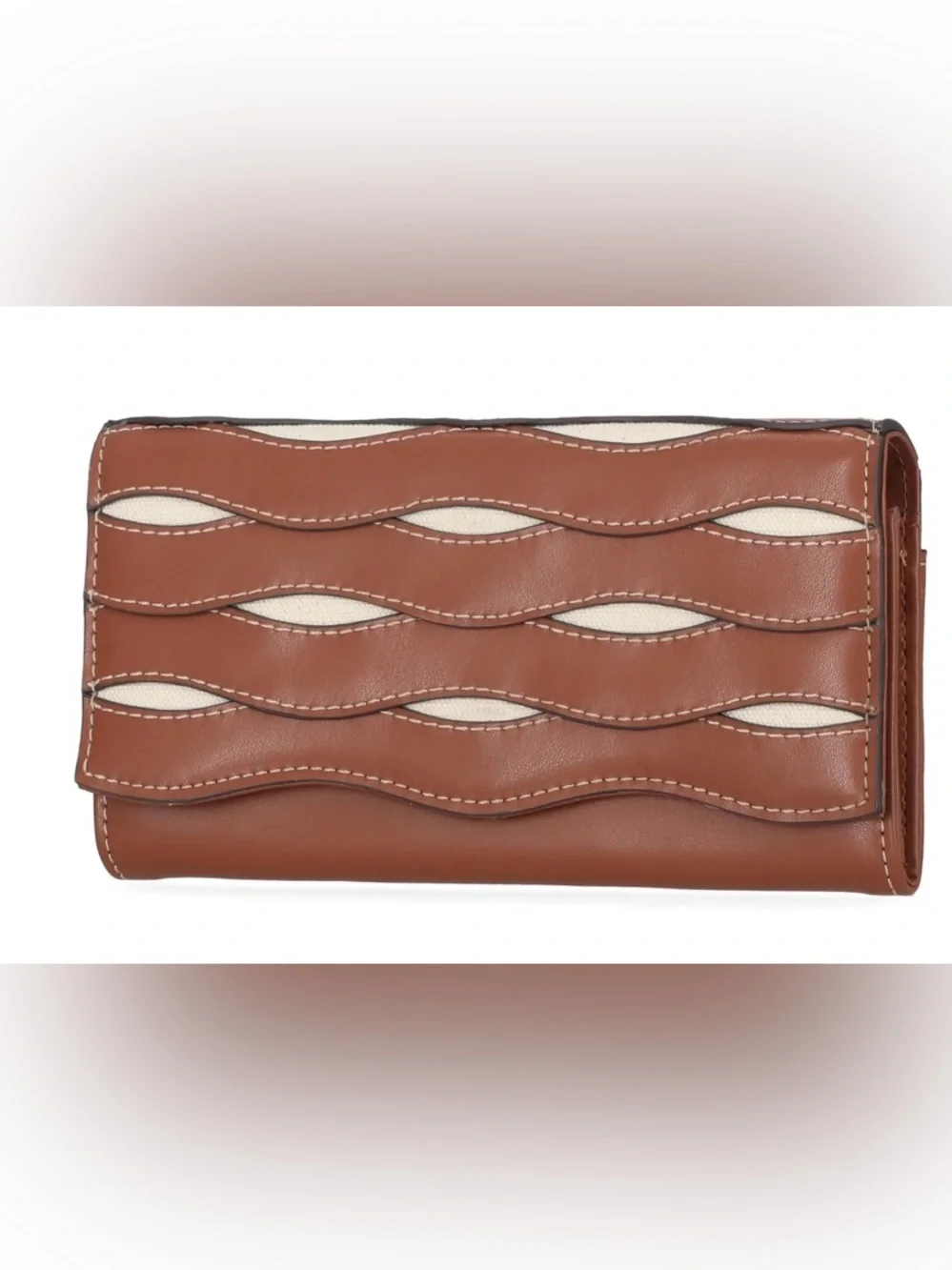 Free Assembly Avery Cut Out Clutch Wallet Cognac Brown Cream NWT